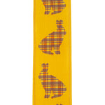 Load image into Gallery viewer, Easter Ribbons -- 2½ inch x 10 yards --- Bunny Cutout Plaid Deluxe Wire Edge Ribbon -- Yellow Gold Color
