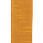 Load image into Gallery viewer, Back side of the 2½-inch Florist Basics Dupioni Supreme ribbon in Yellow Gold displaying the woven polyester backing and reinforced wired edge.

