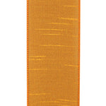 Load image into Gallery viewer, Close-up front view of the 2½-inch Yellow Gold Dupioni ribbon showing its elegant faux silk slub texture and beautifully stitched wired edges.
