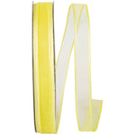 Load image into Gallery viewer, Charlize sheer satin wired edge ribbon spool in yellow color. Available in multiple widths for gift wrapping, floral design, weddings, and craft projects.
