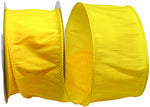Load image into Gallery viewer, Full roll of Florist Basics Dupioni Supreme Wired Edge Ribbon in Yellow, 2½ inch wide by 10 yards, ideal for wreath making, floral designs, holiday decorating, and elegant gift wrapping.
