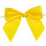 Load image into Gallery viewer, Satin Twist Tie Bows -- Various Sizes --- 100 or 50 Pieces p/pack,  Yellow
