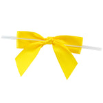 Load image into Gallery viewer, Satin Twist Tie Bows -- Various Sizes --- 100 or 50 Pieces p/pack,  Yellow
