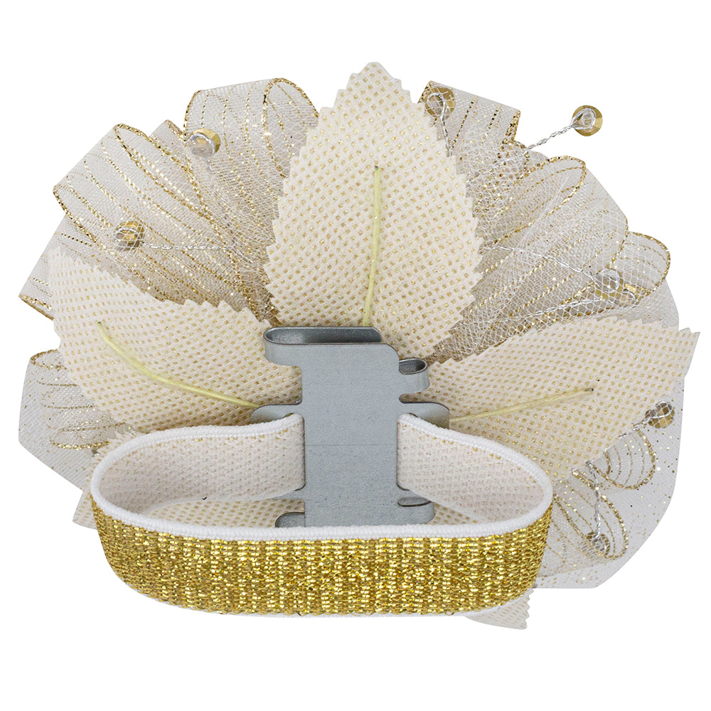 Graceful Lady Deluxe Stripes Premade Corsage Wristlet --- Gold