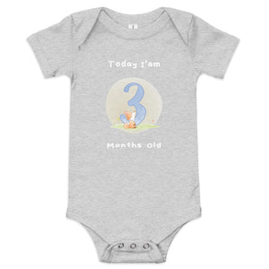 Today, I am 3-Months Old --- Baby Short Sleeve Onesie / Bodysuit, Various Colors