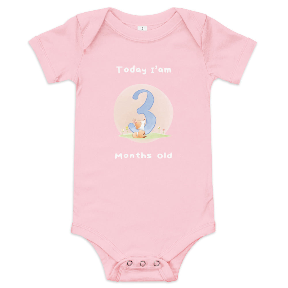 Today, I am 3-Months Old --- Baby Short Sleeve Onesie / Bodysuit, Various Colors