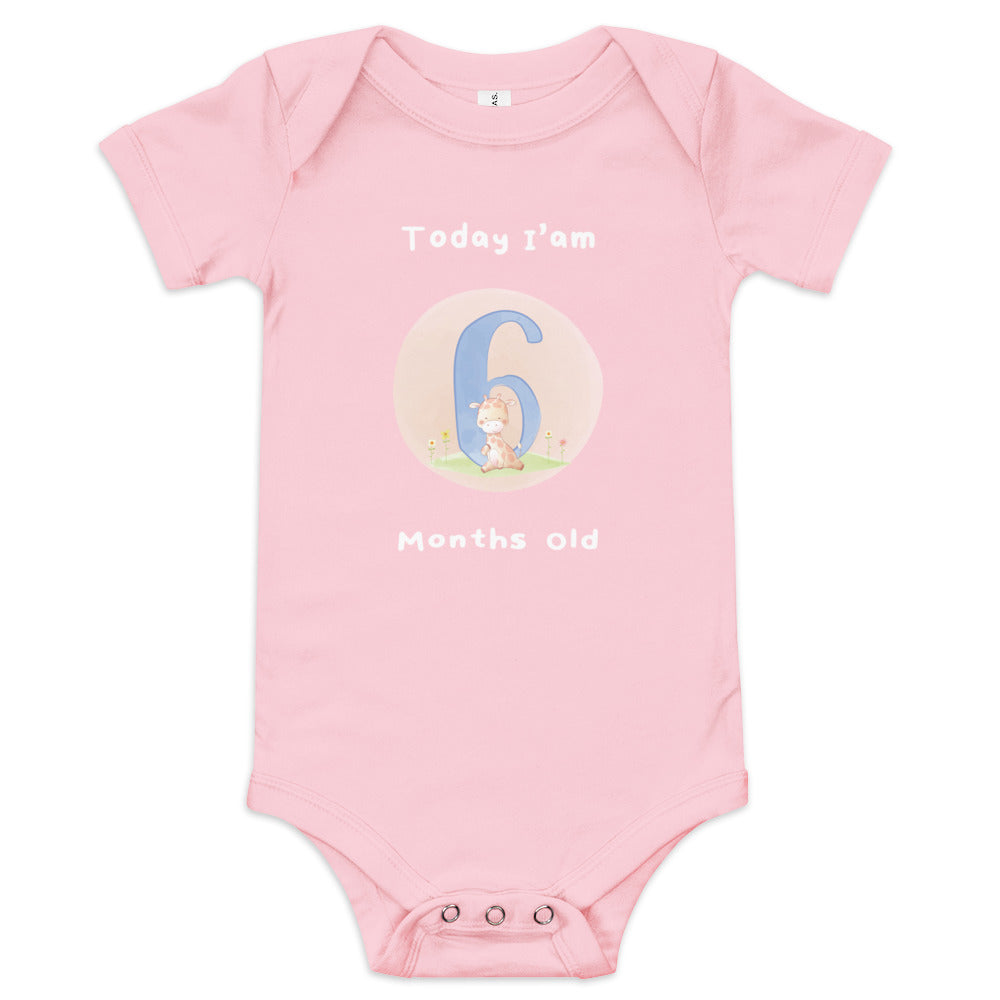 Today, I am 6-Months Old --- Baby Short Sleeve Onesie / Bodysuit, Various Colors