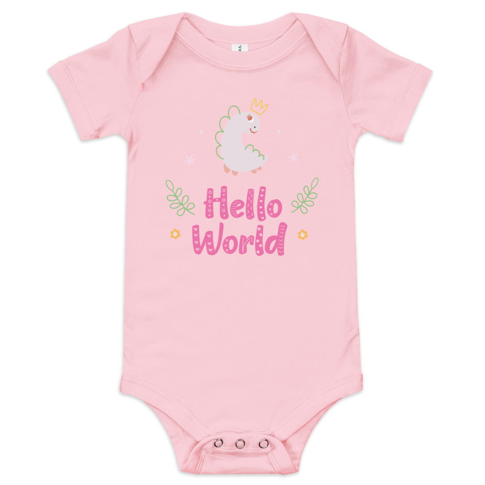 Hello World --- Baby short sleeve Onesie / Bodysuit, Various Colors