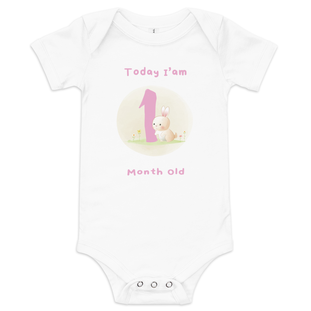 Today, I am 1-Month Old --- Baby Short Sleeve Onesie / Bodysuit, Various Colors
