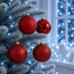 Load image into Gallery viewer, Red --- Ball Ornaments Set --- Assorted Finishes -- Various Sizes by Vickerman®
