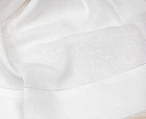 Classic Hemstitch Tablecloths --- 100% Linen, White Color --- Various Sizes