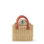 Load image into Gallery viewer, Wicker Bag --- Light Pink Beaded Handles
