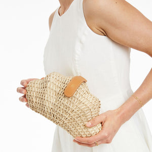 Wicker Shell Clutch -- Natural Color