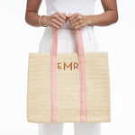 Load image into Gallery viewer, Straw Summer Tote  (Light Pink)
