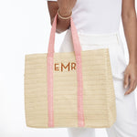 Load image into Gallery viewer, Straw Summer Tote  (Light Pink)
