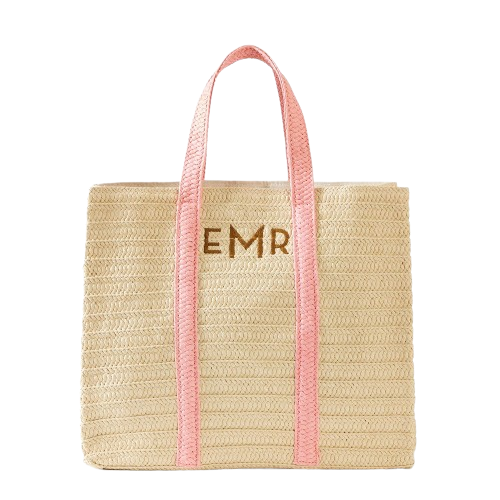 Straw Summer Tote  (Light Pink)