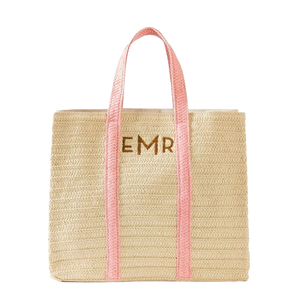 Straw Summer Tote  (Light Pink)