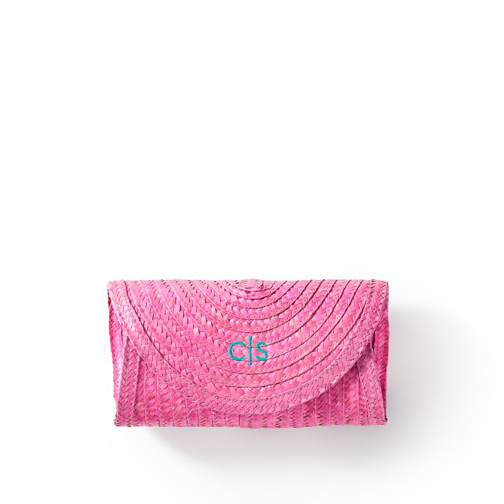 Palm Leaf Rounded Clutch - Pink