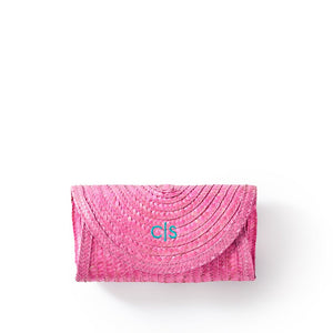 Palm Leaf Rounded Clutch - Pink