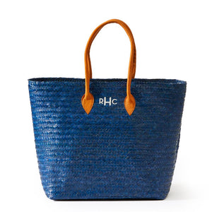 Woven Palm Leaf Tote --- Navy Color