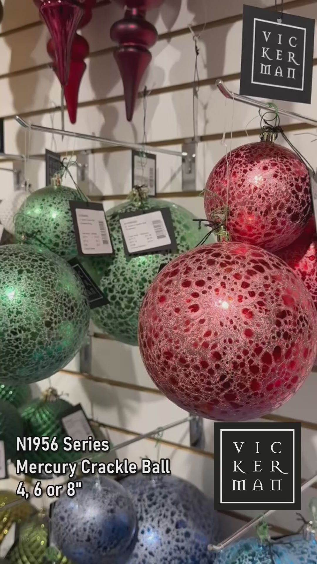 Green --- Drilled Crackle Finish Ball Ornament -- Various Sizes by Vickerman®