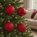 Load and play video in Gallery viewer, Red --- Ball Ornaments Set --- Assorted Finishes -- Various Sizes by Vickerman®
