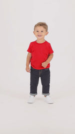 Load and play video in Gallery viewer, Baby Fine Jersey T-shirt - 100% Cotton - Red
