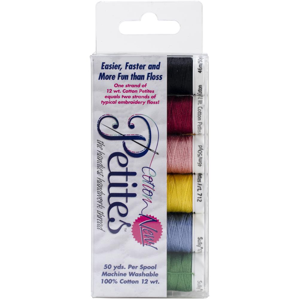 12 Wt. Cotton Petites Thread, (50 yd. Spools, 6/pack), Most Popular Colors Collection by SULKY