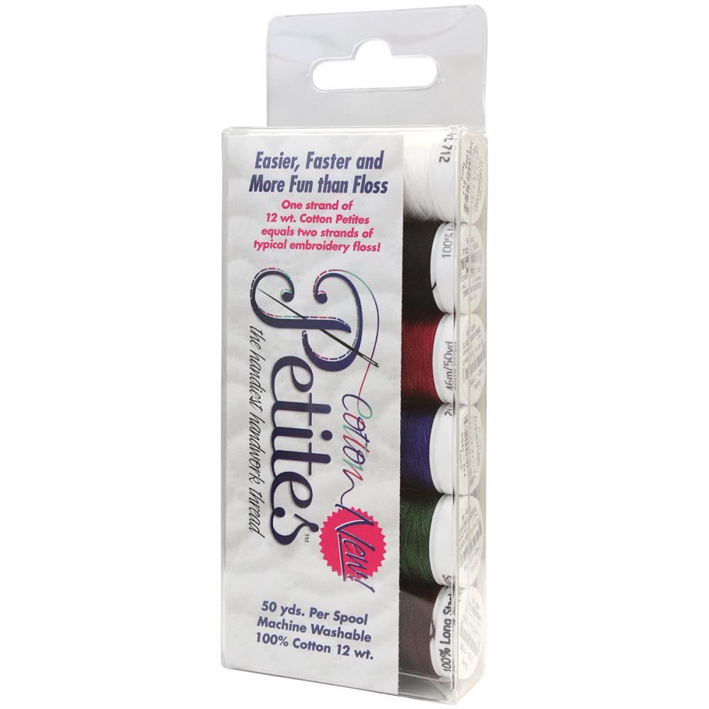 12 Wt. Cotton Petites Thread, (50 yd. Spools, 6/pack), Most Popular Colors Collection by SULKY