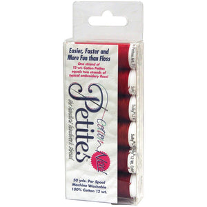 12 Wt. Cotton Petites Thread, (50 yd. Spools, 6/pack), Redwork Collection by SULKY