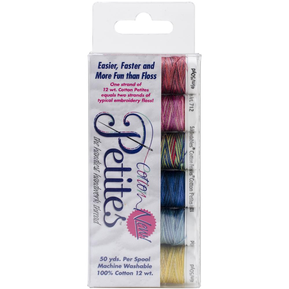 12 Wt. Cotton Petites Thread, (50 yd. Spools, 6/pack), Blendables - Most Popular Colors Collection by SULKY