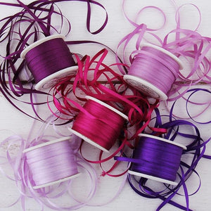 1/16"  Silk Ribbon, 5 Spool Collection (Lavender, Pale Lavender, Purple Passion, Purple & Mulberry), 10 Yards each