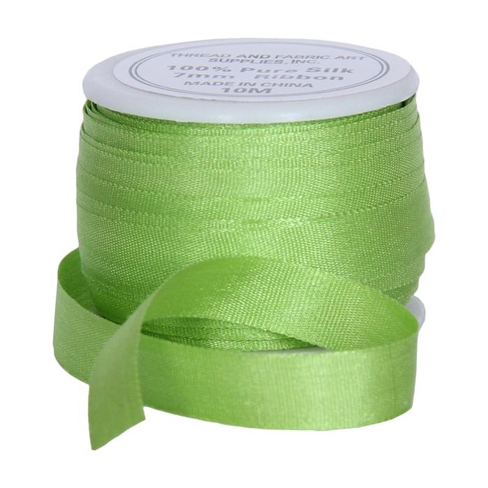 1/4"  Silk Ribbon, 4 Spool Collection (Red, Medium Blue, Dusty Rose & Lime Green), 10 Yards each