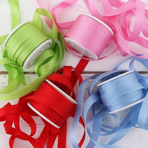 1/4"  Silk Ribbon, 4 Spool Collection (Red, Medium Blue, Dusty Rose & Lime Green), 10 Yards each