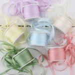 Load image into Gallery viewer, 1/8&quot;  Silk Ribbon, 6 Spool Collection (Lemon Yellow, Pale Lavender, Pale Pink, Nile Green, Cream &amp; Whisper Grey), 10 Yards each
