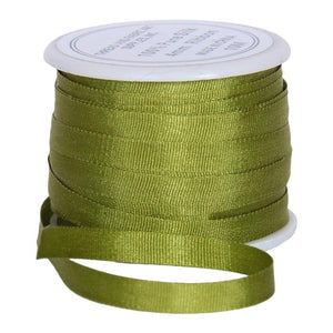 1/8"  Silk Ribbon, 5 Spool Collection (Nile Green, Dark Sage, Sage Green, Lime Green & Avocado), 10 Yards each