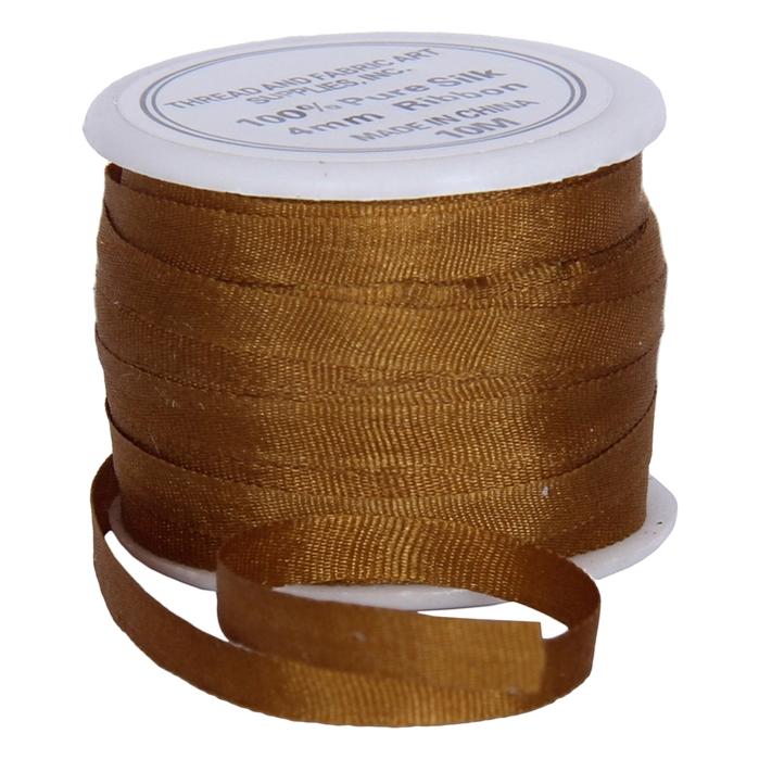 1/8"  Silk Ribbon, 5 Spool Collection (Lime Green, Dark Sage, Golden Tan, Brown & Cocoa), 10 Yards each