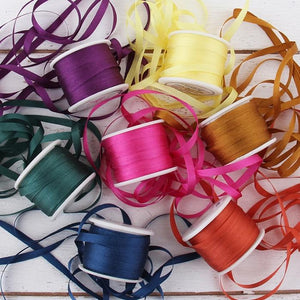 1/8"  Silk Ribbon, 7 Spool Collection (Navy, Teal Green, Purple Passion, Yellow, Golden Tan, Auburn & Magenta), 10 Yards each