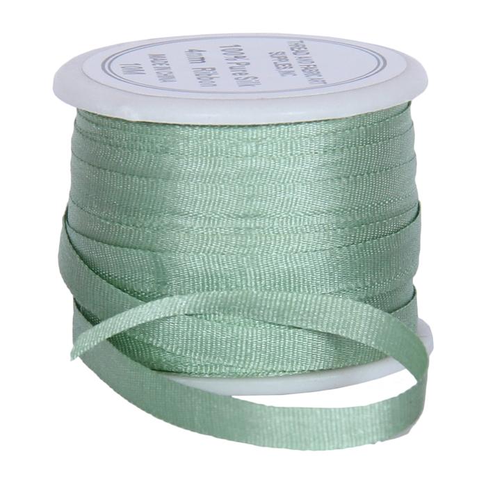 1/8"  Silk Ribbon, 7 Spool Collection (Lime Green, Yellow Green, Seafom Green, Avocado, Teal, Light Teal & Sage Green), 10 Yards each