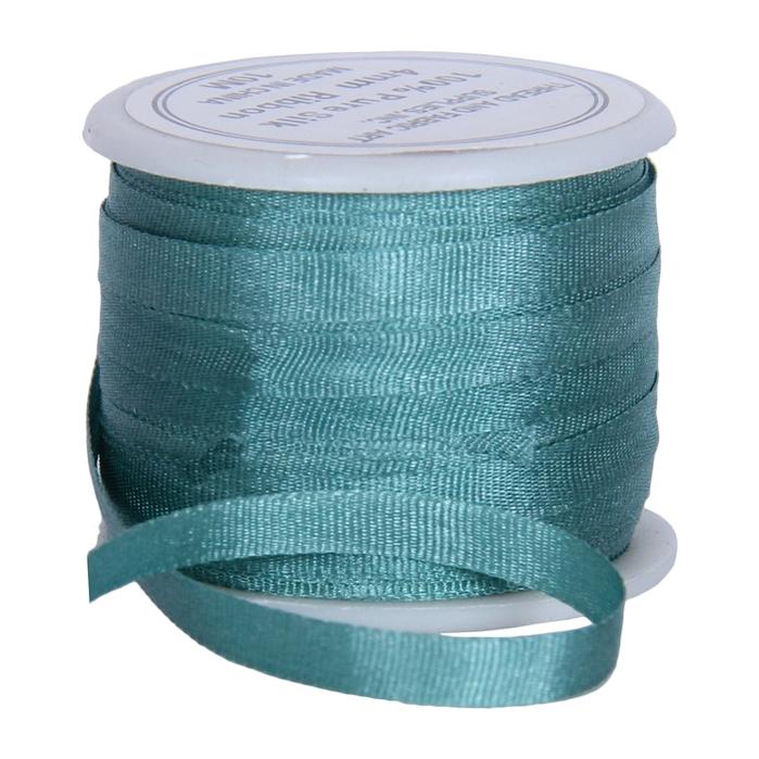 1/8"  Silk Ribbon, 7 Spool Collection (Lime Green, Yellow Green, Seafom Green, Avocado, Teal, Light Teal & Sage Green), 10 Yards each
