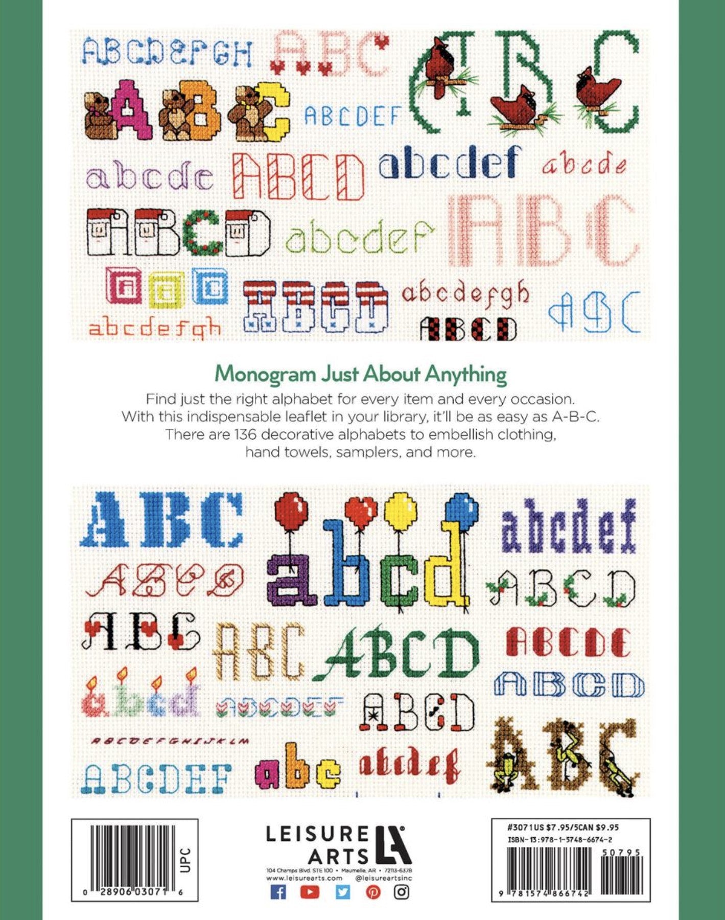 Cross-Stitch 136 Alphabet Charts Book by Leisure Arts