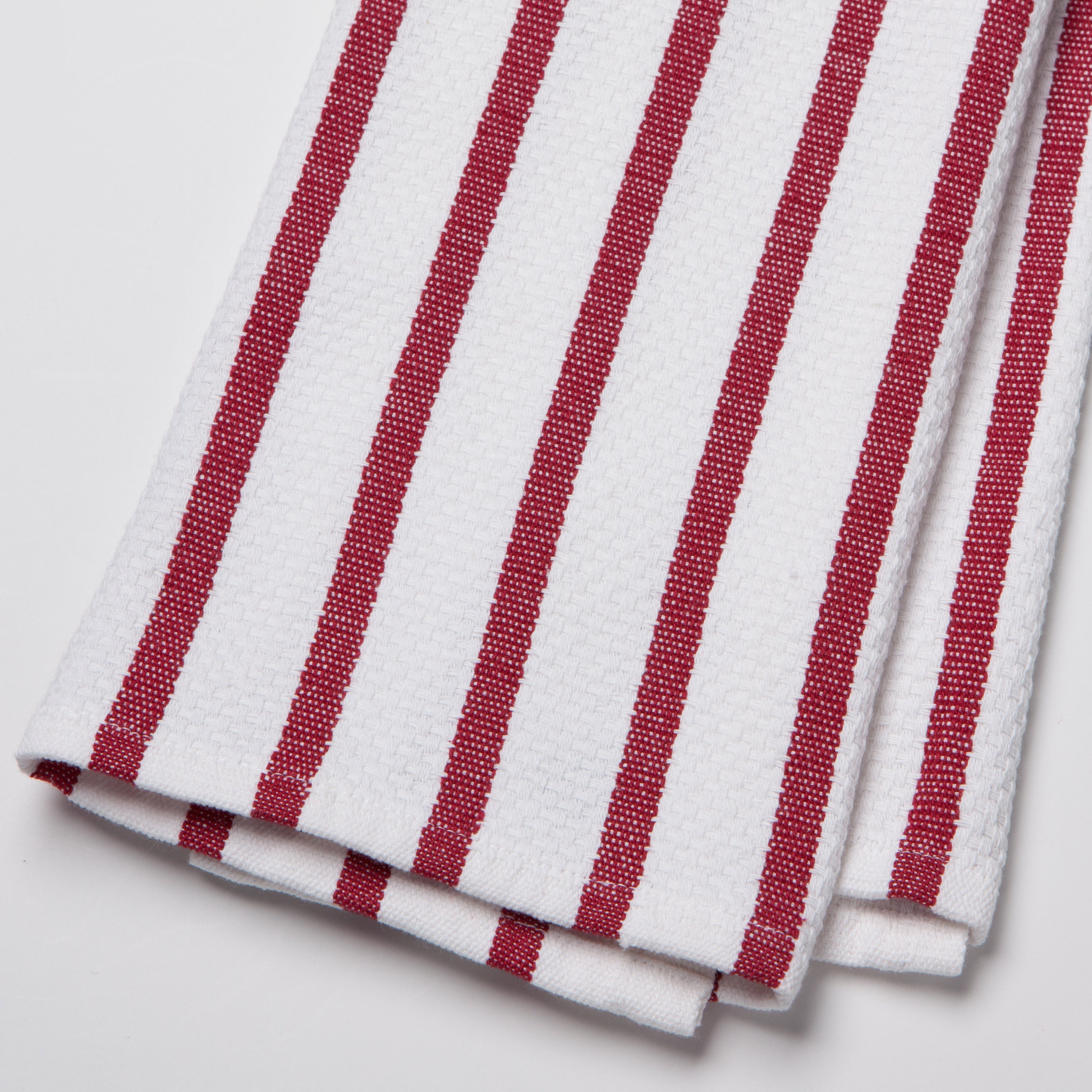 (White / Carmine Red) Basketweave Dishtowels by Now Designs®