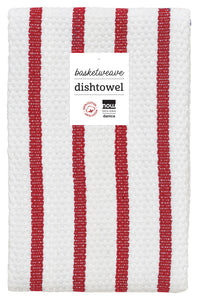 (White / Carmine Red) Basketweave Dishtowels by Now Designs®