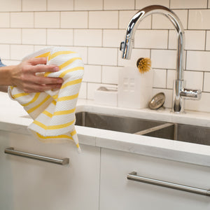 (White / Lemon Yellow) Basketweave Dishtowels by Now Designs®