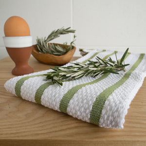 (White / Sage Green) Basketweave Dishtowels by Now Designs®