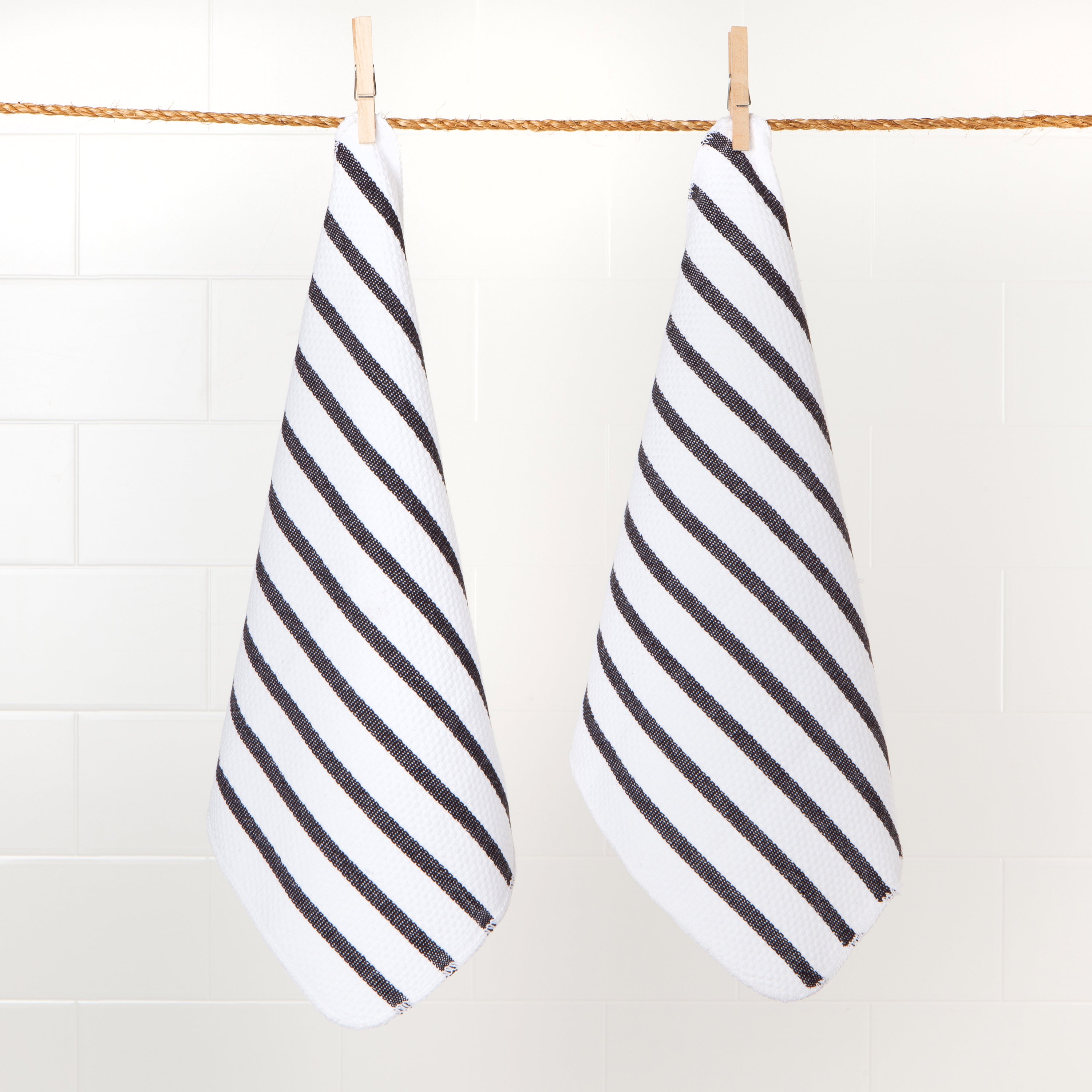 (White / Black) -- Basketweave Dishcloths, Set of 2  by Now Designs®