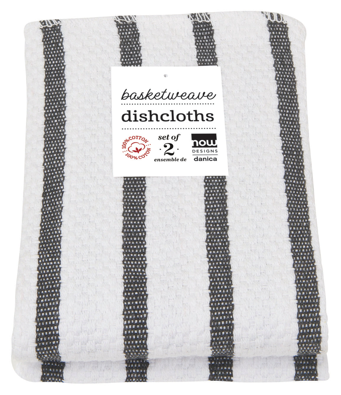 (White / Black) -- Basketweave Dishcloths, Set of 2  by Now Designs®