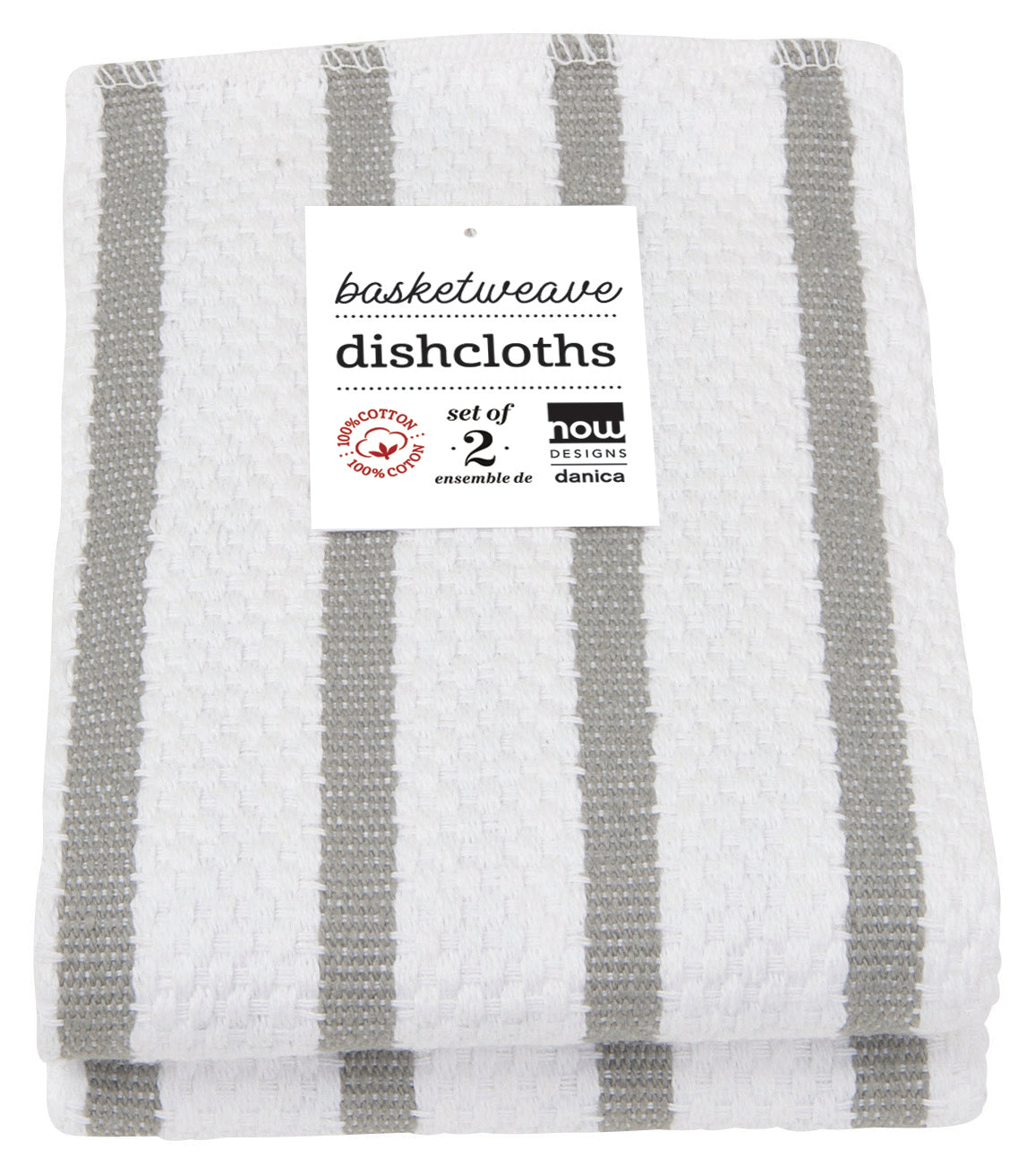 (White / London Gray) - Basketweave Dishcloths, Set of 2  by Now Designs®