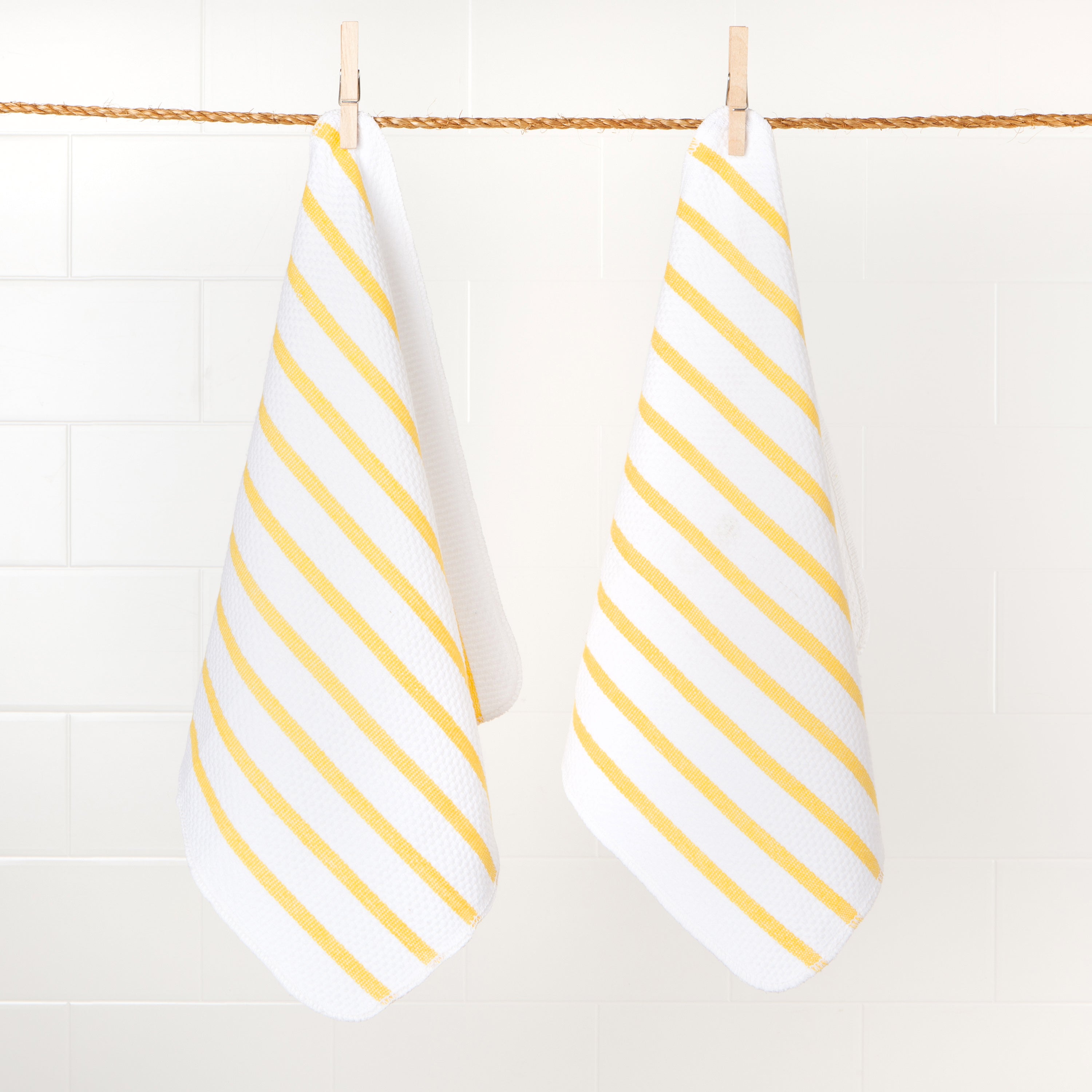 (White / Lemon Yellow) -- Basketweave Dishcloths, Set of 2  by Now Designs®