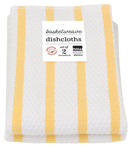 (White / Lemon Yellow) -- Basketweave Dishcloths, Set of 2  by Now Designs®